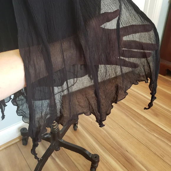 Express Black Silk Hankerchief Hem Skirt, S - Picture 4 of 11